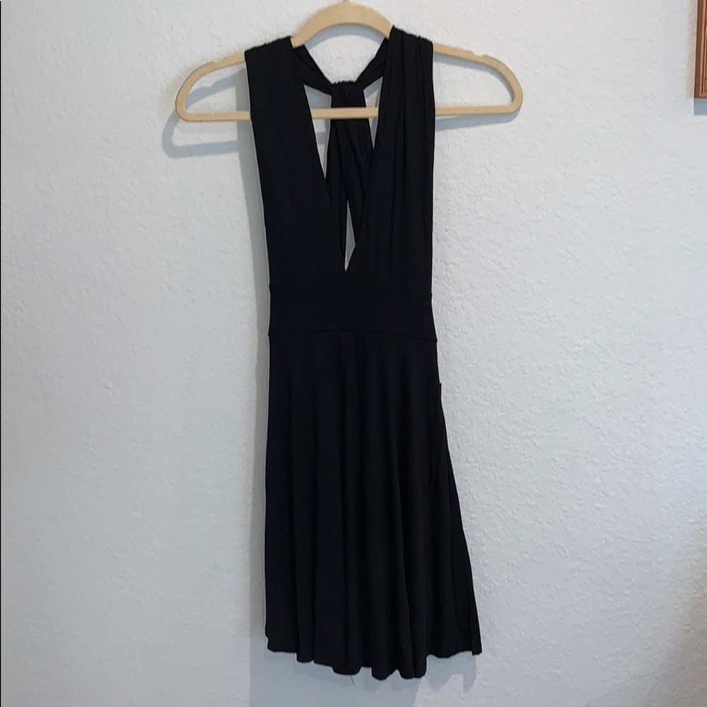 Lulus Black backless skater dress
